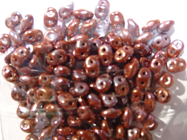 Matubo Superduo Beads Bronze Lustre Opaque Red