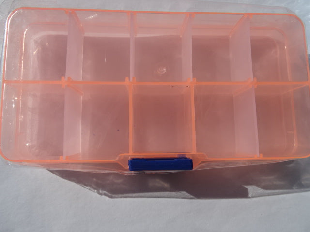 Plastic 10 Compartment Bead Storage Box 'ORANGE'