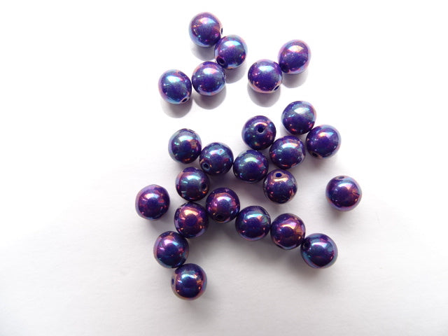 Czech Round Pressed Glass Beads Opaque Blue Nebula 6mm