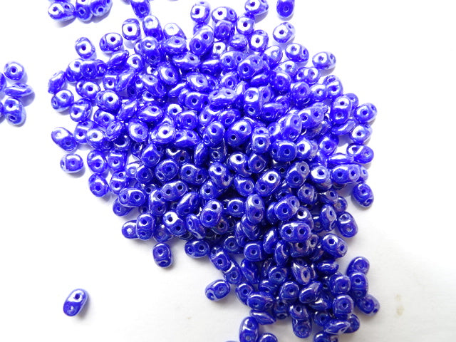 Matubo Superduo Beads Opaque Blue White Lustre