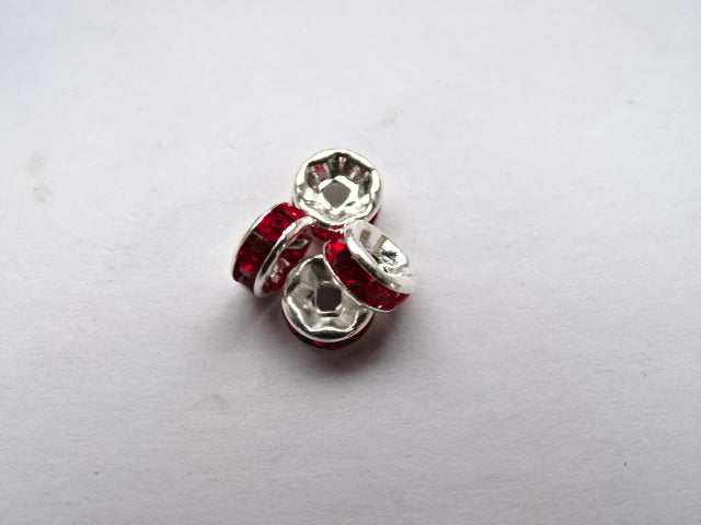 Silver Coloured Rhinestone Spacers 'Scarlet' 6x3mm