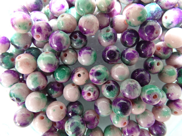 Semi Precious Jade 'Highland Heather' Rainbow Dyed 6mm Beads