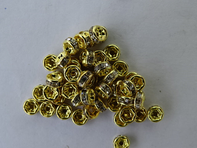 Gold White Rhinestone Spacers 4mm