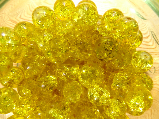 10mm Crackle Glass Bead 'Sunshine Yellow'