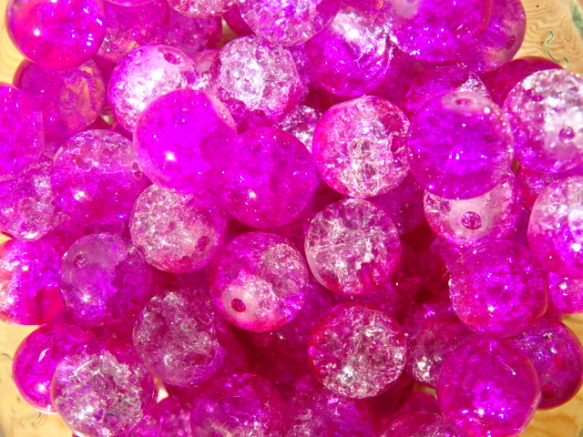10mm Crackle Glass Bead 'Pink Ice '