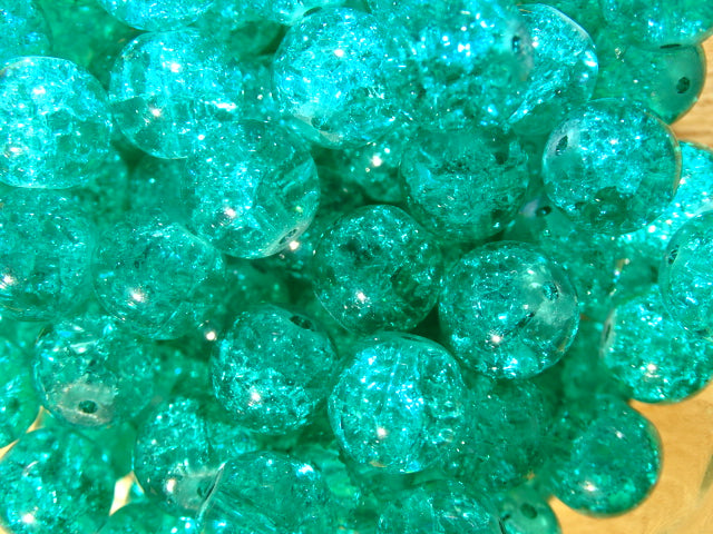 10mm Crackle Glass Bead 'Emerald Green'