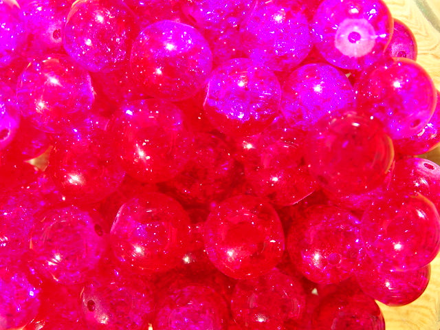 10mm Crackle Glass Bead 'Deep Fuchsia'