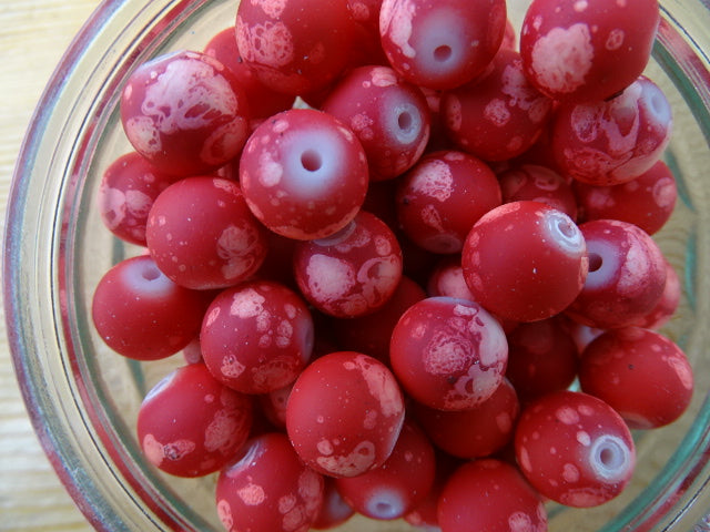 Galactic Watermelon 12mm Rubber Coated Glass Beads
