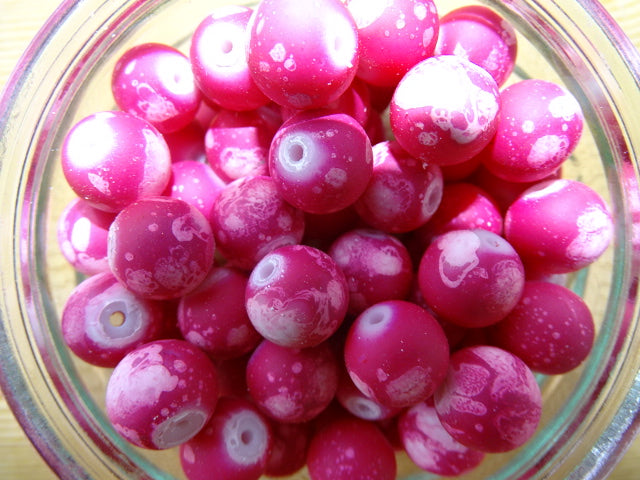 Galactic Raspberry 12mm Rubber Coated Glass Beads