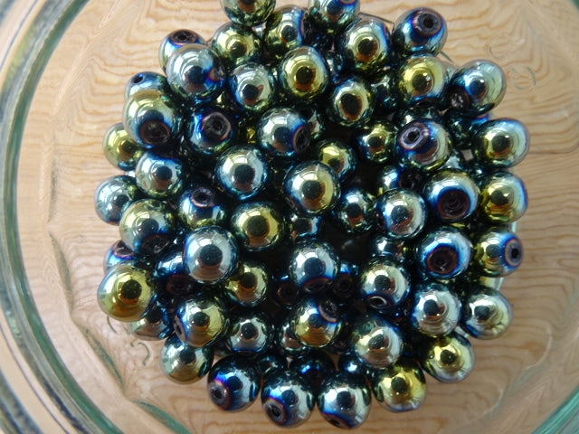 Green AB 8mm Glass Bubble Bead