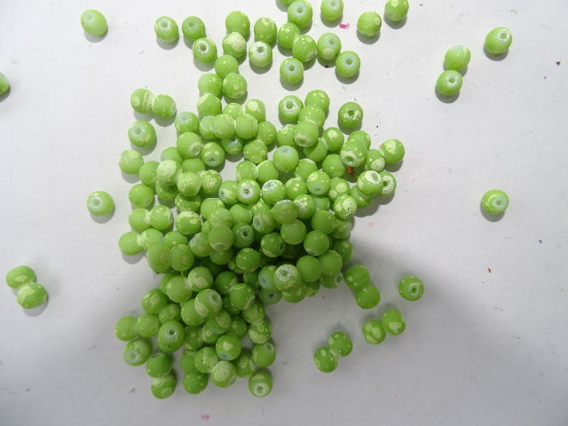 Galactic Lime 4mm Rubber Coated Glass Bead