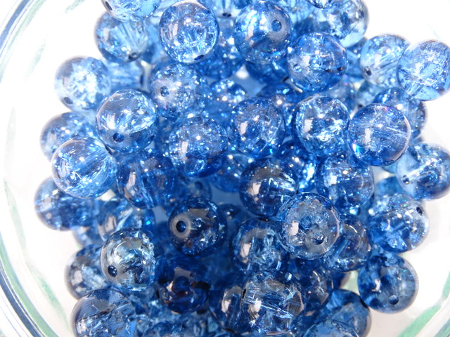 10mm Crackle Glass Bead 'Ice Blue'