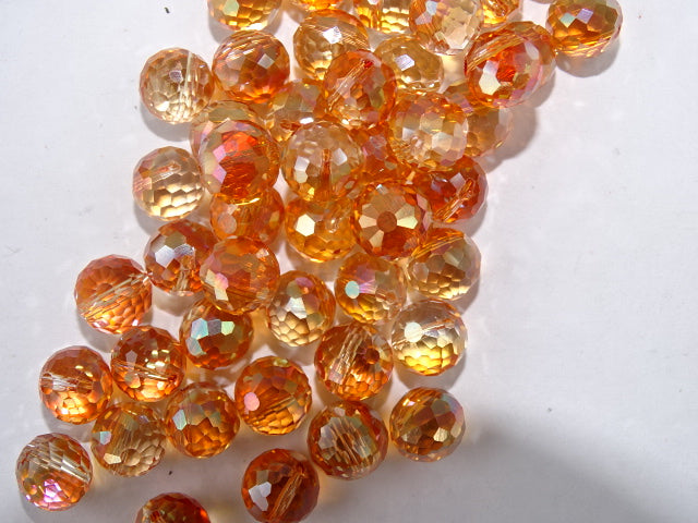 Off Centre Drilled 8mm Faceted Electoplated 'Orange Crystal'