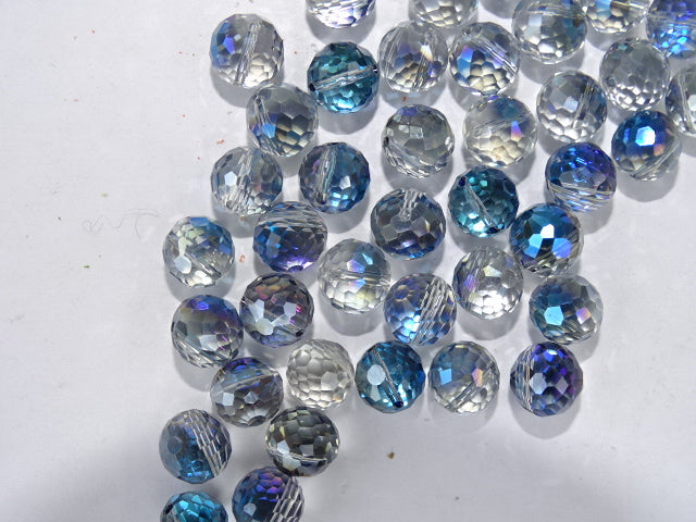 Off Centre Drilled 8mm Faceted Electroplated Steel Blue