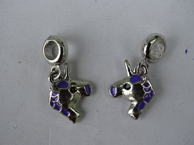 Alloy and Enamel Unicorn Dangle Charm. 'Purple'