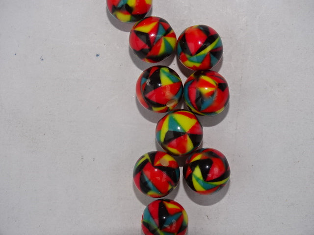 'Multi Coloured Mayhem' Print 10mm Resin Beads
