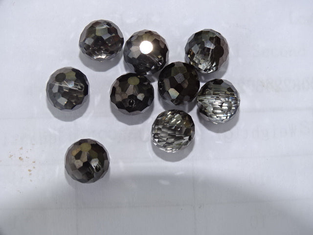 Off Centre Drilled 8mm Faceted 'Hematite Sparkle'