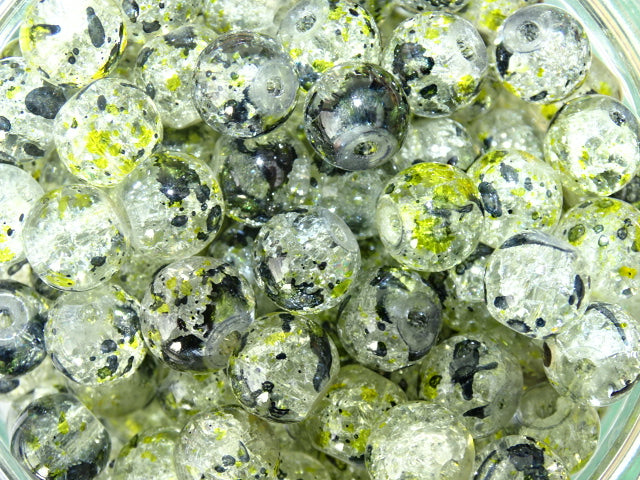 'Iced Moss' Crackle Glass Beads 10mm
