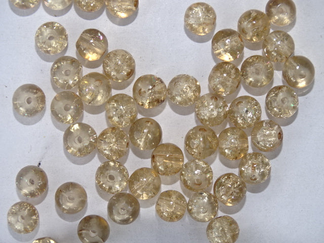 'Iced Champagne' Crackle Glass Bead 6mm