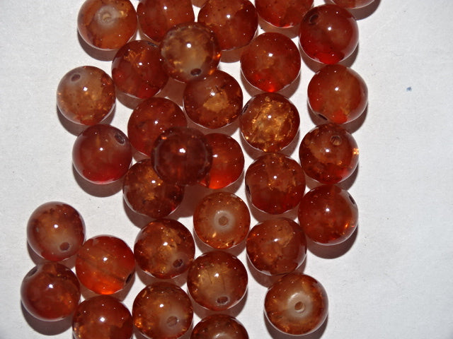 Iced Caramel 8mm Crackle Glass Bead