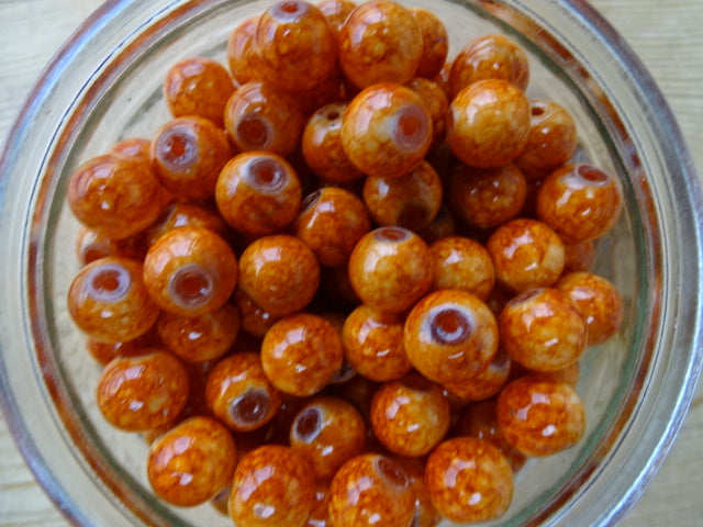 10mm Glass Beads  'Marbled Marmalade'