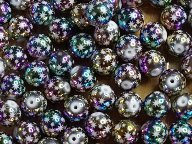 10mm Glass Electroplated Beads  'Rainbow Star'