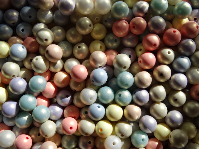 10mm Rubberized Acrylic Beads  'Pearlised Pastel Rainbow Mix'