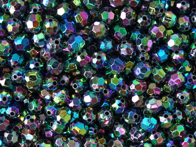 Recycled Acrylic  Faceted Lightweight  Beads 8mm    'Aurora'