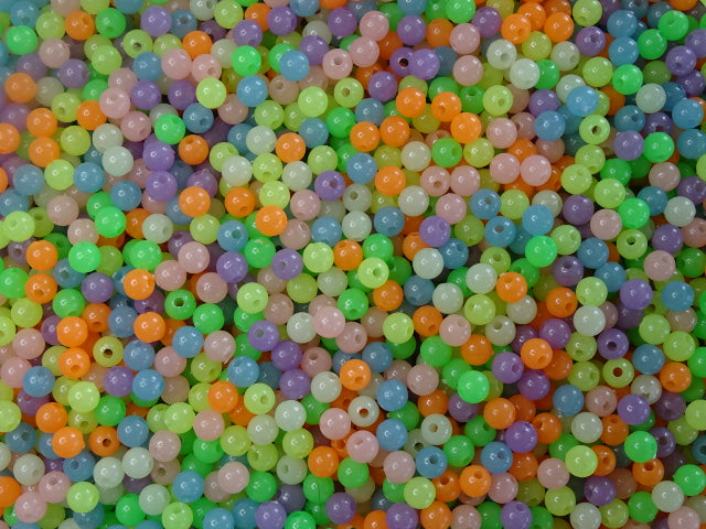 Glow-In-The-Dark  6mm  'Tropical  Multi mix'  Acrylic Beads