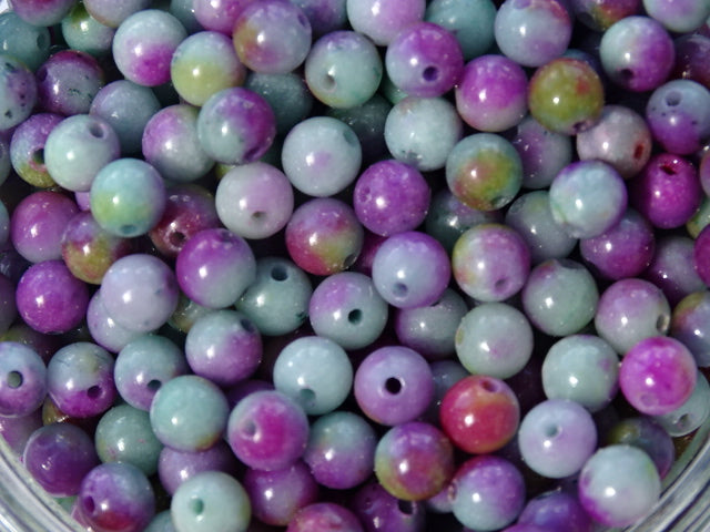 Semi-Precious Jade 'Highland Glen' Rainbow Dyed 6mm Beads