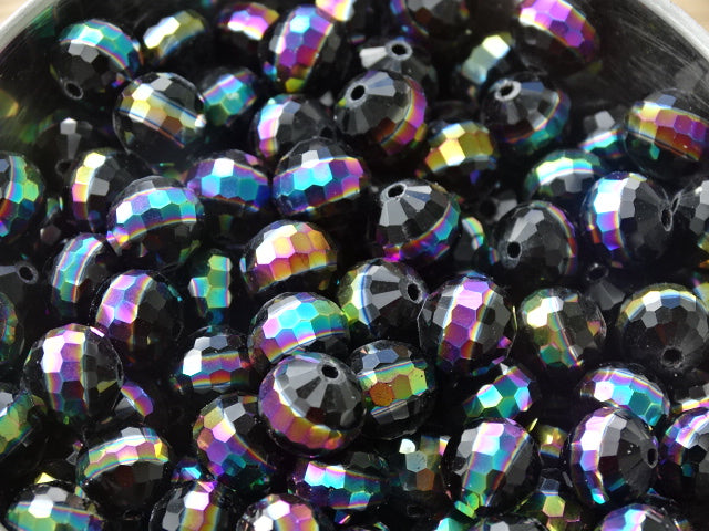 Multi Faceted 'Rainbow Thunder'  AB Banded 10mm Glass Bead