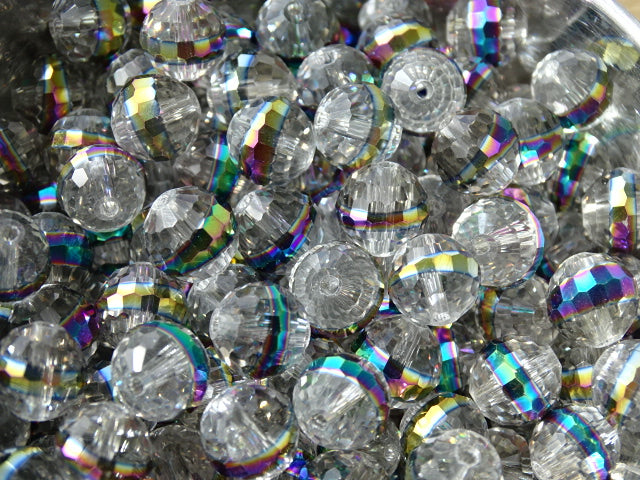 Multi Faceted 'Rainbow Diamond'  AB Banded 10mm Glass Bead