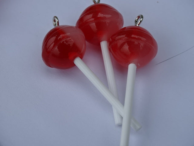 Large Resin 'Cherries and Cream' Lollipop Pendant
