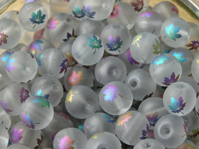 Electroplated 'Frosted Metallic Maple Mix'  8mm Frosted Glass Beads