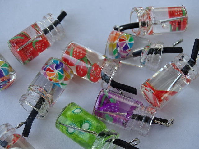 'Cutie Fruity Spring-water'  Real Glass Pendants