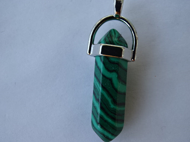 3cm Imitation Malachite Pendant with Brass Bail