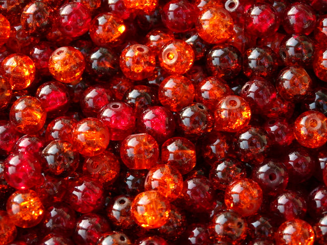 Warm Autumn Crackle Mix  8mm Glass Beads