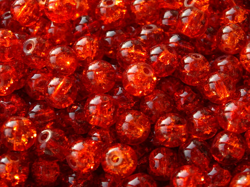 6mm Red Crackle Glass Beads