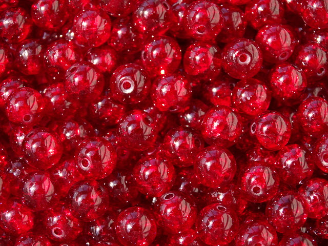 'Cherry' Crackle Glass Beads 8mm
