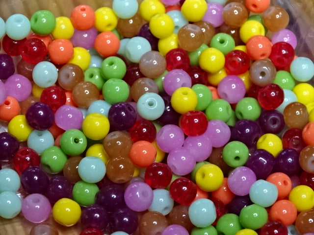 'Ice- Cream Random Mix'  6mm Imitation Jade Beads