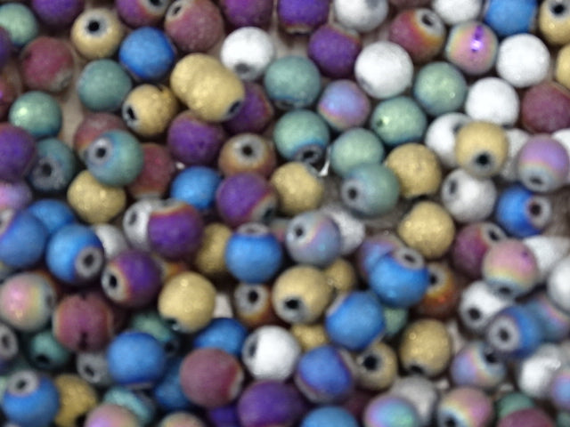 Frosted Electroplated Glass Bead 6mm   'Frosted Meteor Mix'