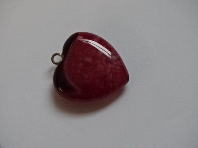 Heart Shaped Natural Dyed Agate Pendant with loop.