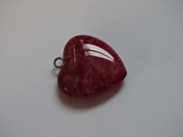 Heart Shaped Natural Dyed Agate Pendant with loop.