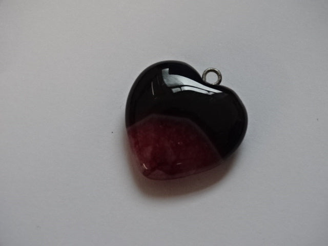 Heart Shaped Natural Dyed Agate Pendant with loop.