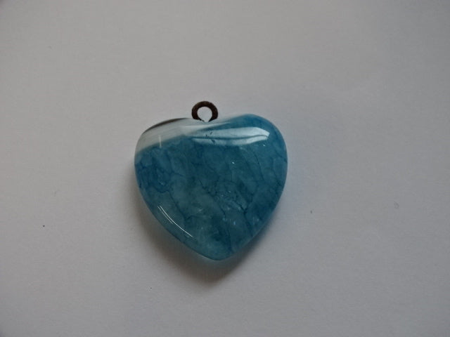 Heart Shaped Natural Dyed Agate Pendant with loop.