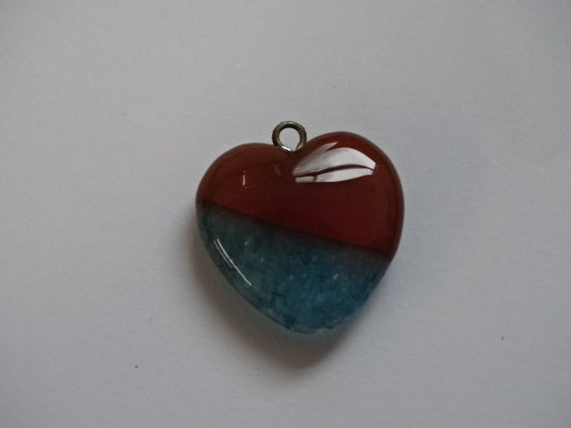 Heart Shaped Natural Dyed Agate Pendant with loop.