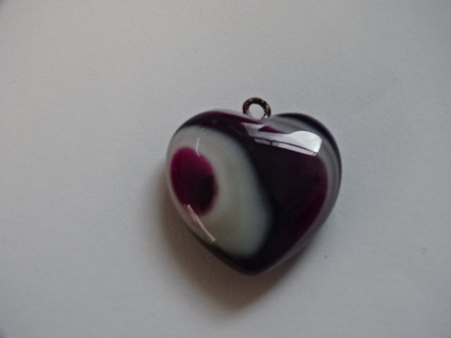 Heart Shaped Natural Dyed Agate Pendant with loop.