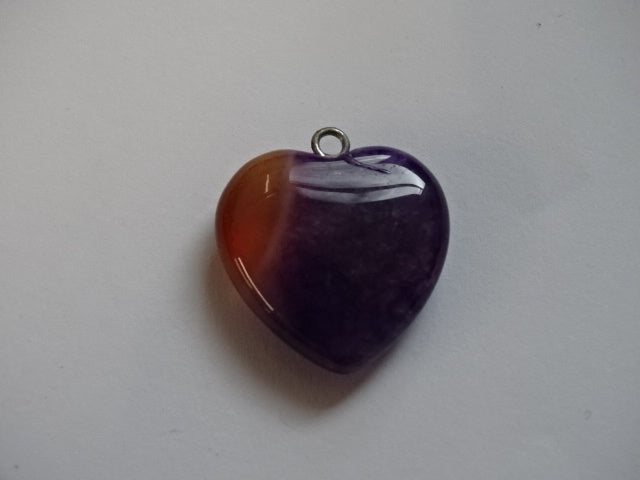 Heart Shaped Natural Dyed Agate Pendant with loop.