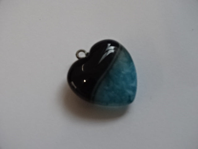 Heart Shaped Natural Dyed Agate Pendant with loop.