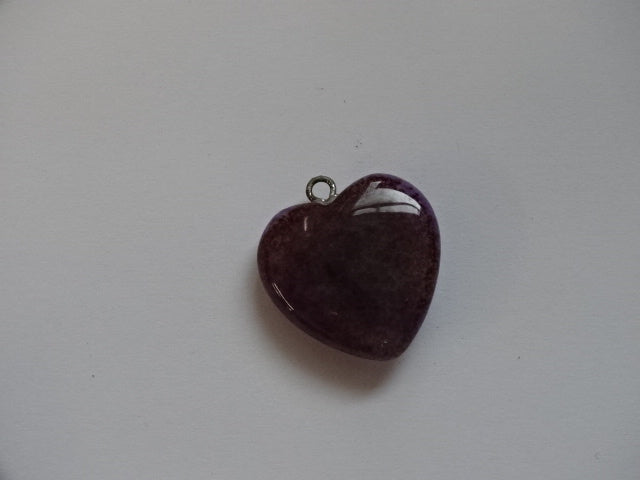 Heart Shaped Natural Dyed Agate Pendant with loop.